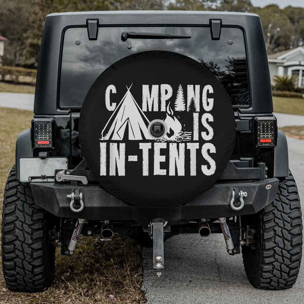 tent campfire pine tree camping spare tire cover with camera hole for SUV