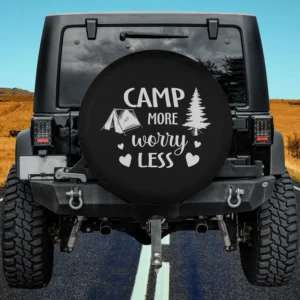 Tent and pine tree camp more worry less spare tire cover no camera hole for Jeep SUV RV