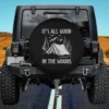 tent and pine trees camping scene spare tire cover no camera hole for Jeep SUV RV