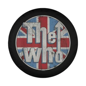 Distressed Union Jack circle The Who logo graphic design for spare tire cover