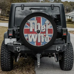 Distressed Union Jack circle The Who logo spare tire cover for Mercedes G-Class with camera hole