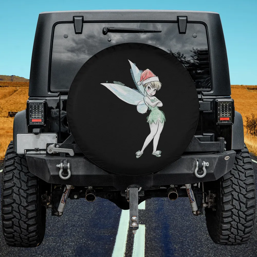Tinker Bell Santa hat fairy wings spare tire cover on Jeep