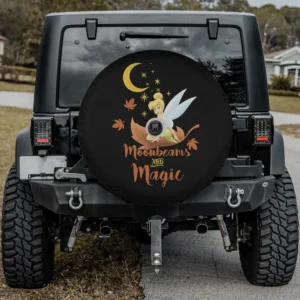 Tinkerbell crescent moon stars Disney spare tire cover with backup camera hole