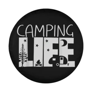 tree campfire camper trailer camping life graphic design for spare tire cover