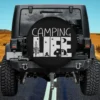 tree campfire camper trailer camping life spare tire cover without camera hole on Jeep
