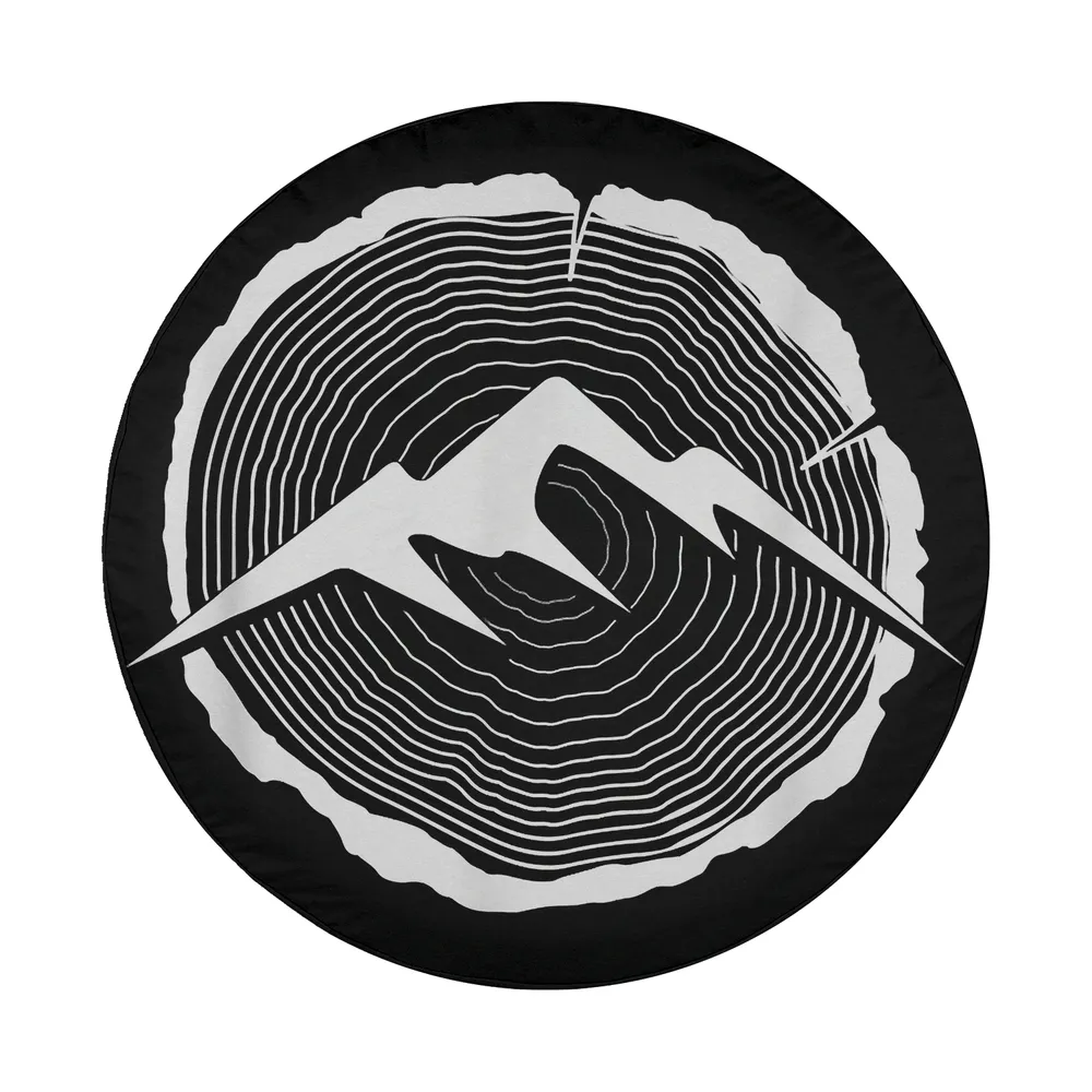 tree rings mountain silhouette camping spare tire cover design only