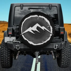 tree rings mountain silhouette camping spare tire cover without camera hole
