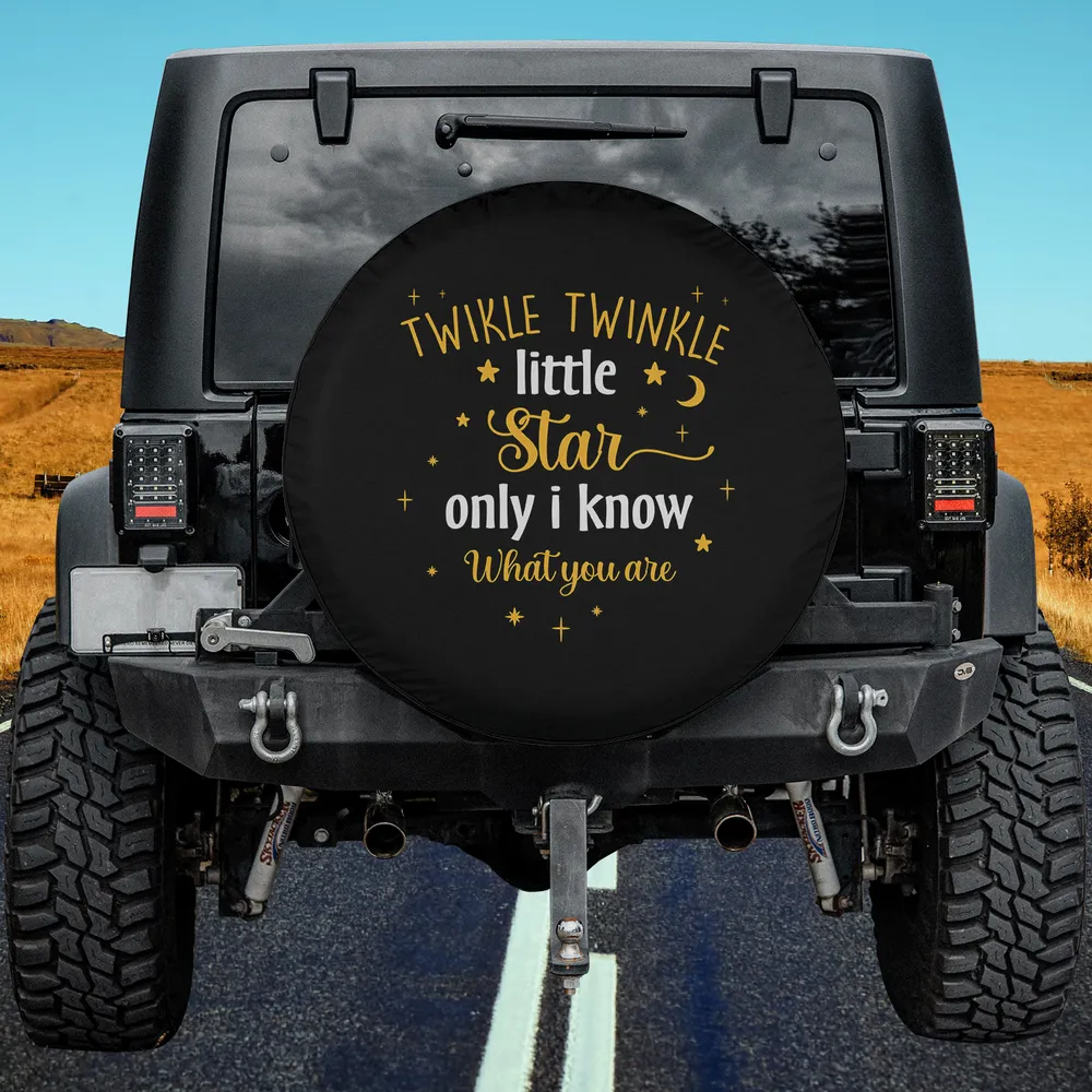 Twinkle Twinkle Little Star quote spare tire cover with moon and stars for Jeep RV SUV