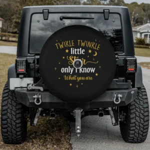 Spare tire cover with twinkle star moon quote and camera hole for Jeep RV camping
