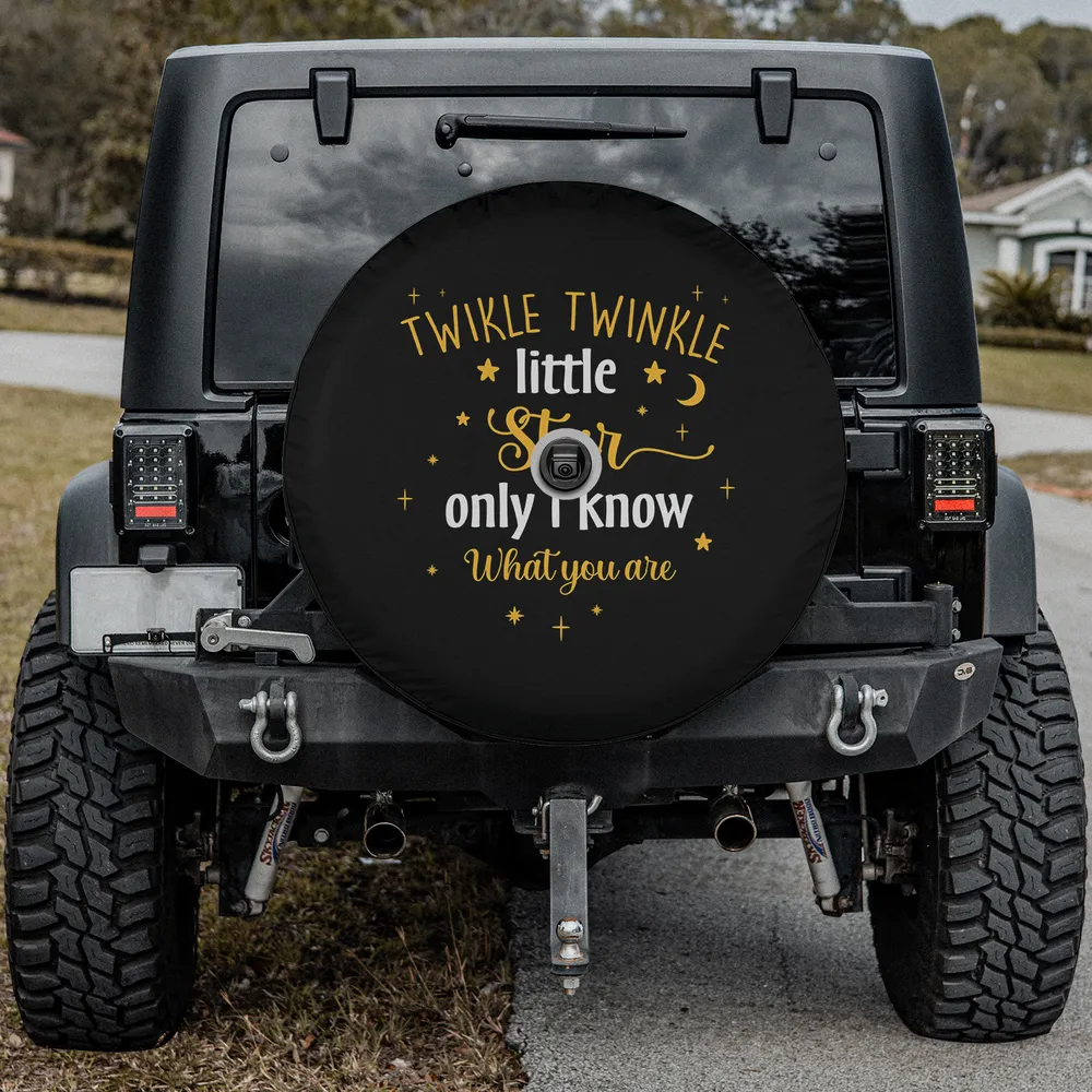Spare tire cover with twinkle star moon quote and camera hole for Jeep RV camping
