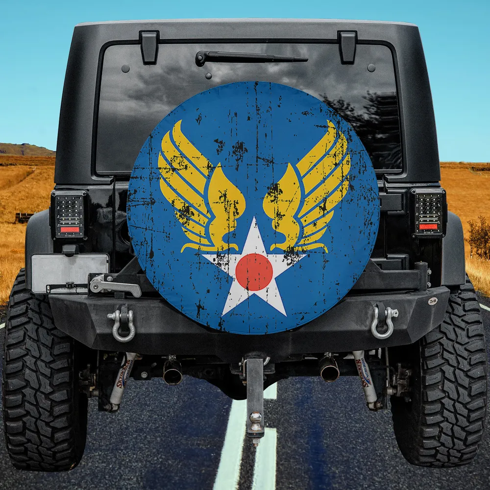 Distressed golden wings star US Army Air Force vintage spare tire cover no camera hole for Mercedes G-Wagon