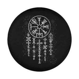 Viking Vegvisir compass and runes Norse symbols spare tire cover design art