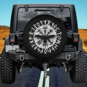 Viking Vegvisir Odin raven Norse runes spare tire cover for Mercedes G-Class without camera hole