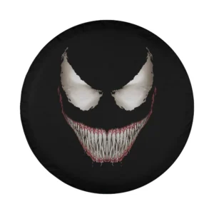 Venom white eyes big grin Marvel Halloween spare tire cover design only closeup