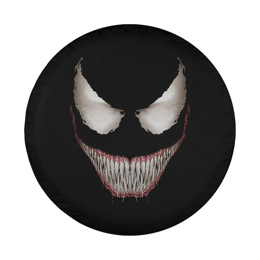Venom white eyes big grin Marvel Halloween spare tire cover design only closeup