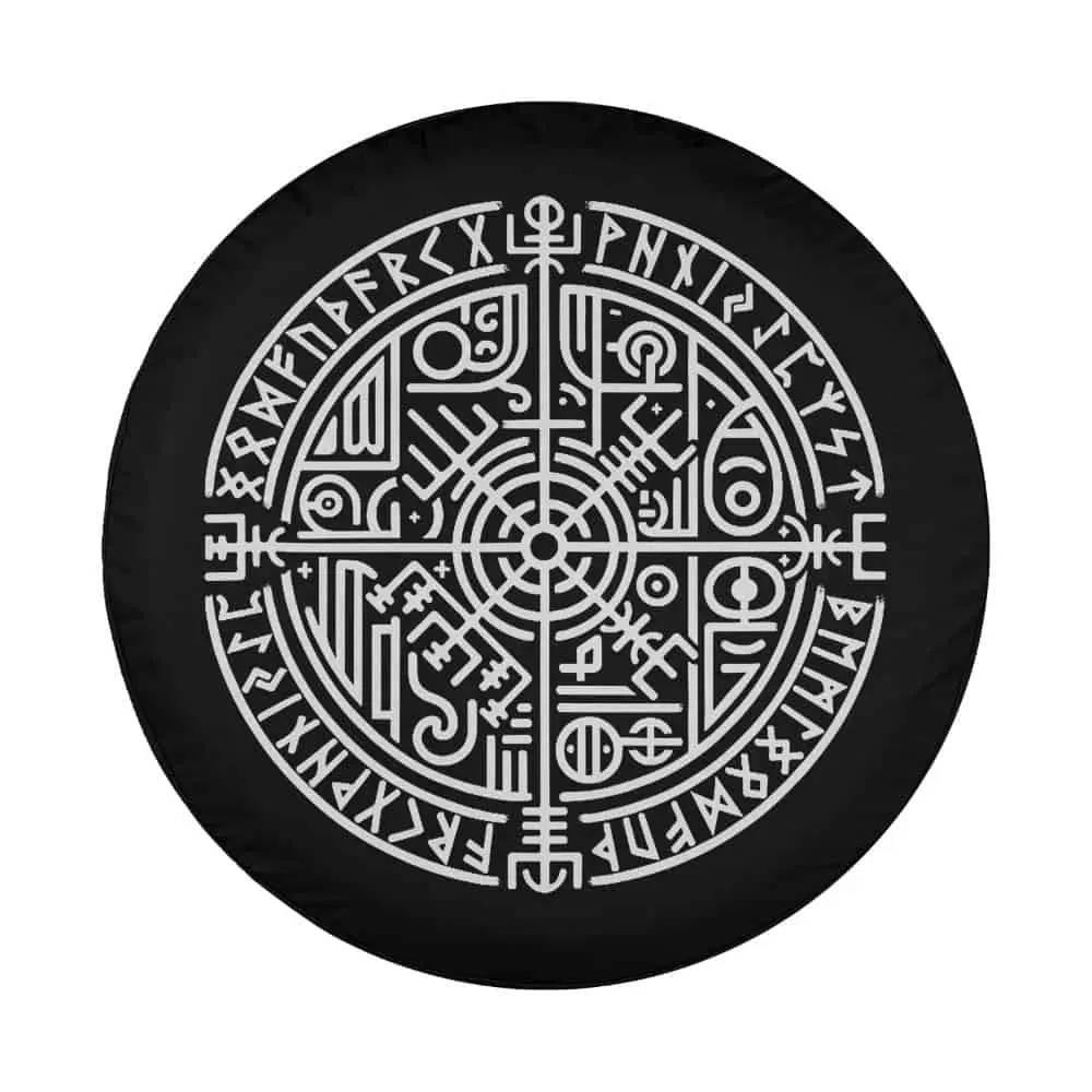 Viking Vegvisir Walhalla Runes Nordic Compass design for Mercedes G-Class spare tire cover