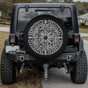 Viking Vegvisir Walhalla Runes Nordic Compass spare tire cover with camera hole for Mercedes G-Class