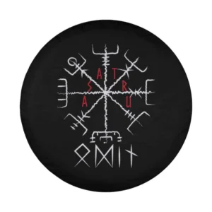 Vikings compass asatru rune norse mythology design with runes and compass for Mercedes G-Class spare tire cover