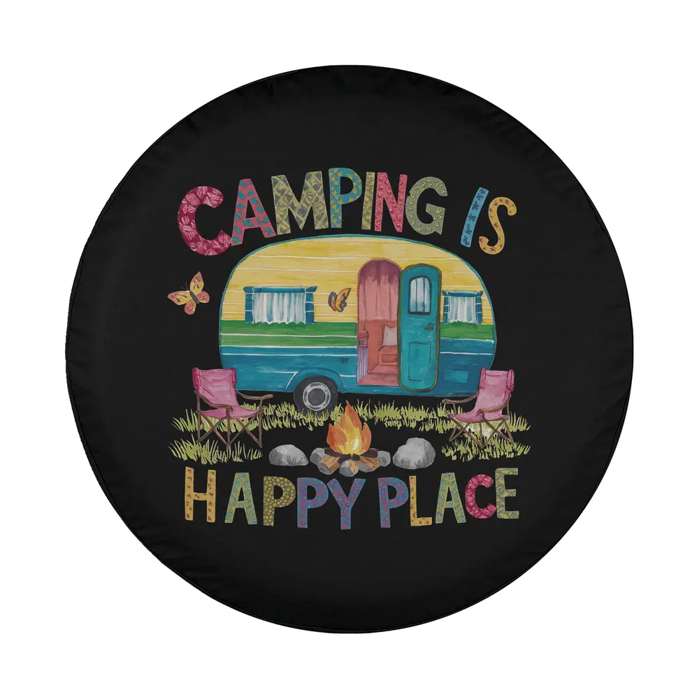 vintage camper and butterfly camping spare tire cover design only