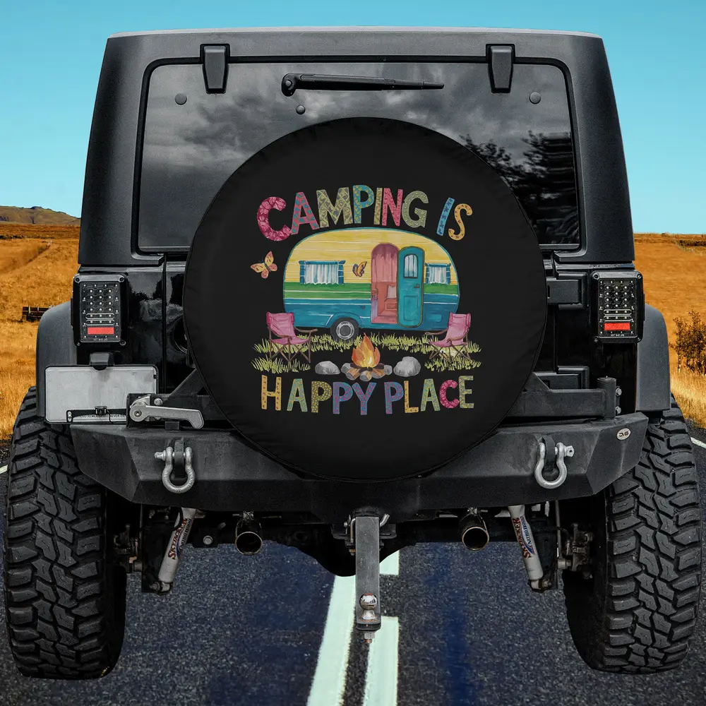 vintage camper butterfly camping spare tire cover no camera hole for Jeep RV