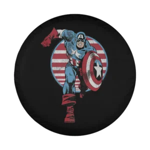 Captain America vintage shield and Americana flag design for spare tire cover