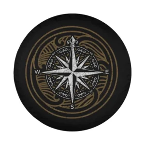 vintage compass ornate swirl nautical spare tire cover design closeup