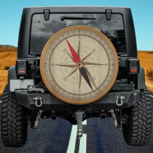 vintage compass tan gold camping spare tire cover with no camera hole for Jeep