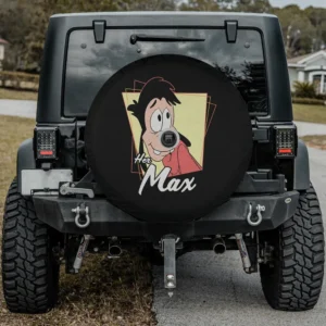 vintage distressed Max Goof poster Disney spare tire cover with camera hole