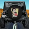 vintage distressed Max Goof poster Disney spare tire cover on Jeep