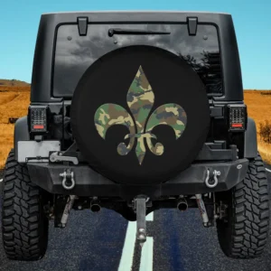 Vintage Fleur De Lis Camo Nola Mardi Gras Spare Tire Cover No Camera Hole