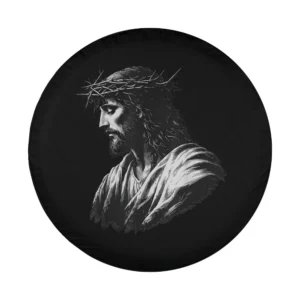 Vintage monochrome Jesus Christ with crown Christian faith design only