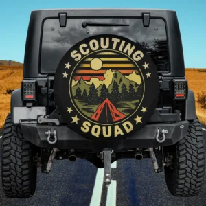 vintage scouts camping tent mountain scouting spare tire cover no camera hole for Jeep RV SUV