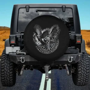 walhalla raven odins runes nordic compass viking spare tire cover no camera hole