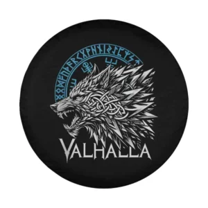 Walhalla wolf Odin's runes Nordic compass Viking design for spare tire cover
