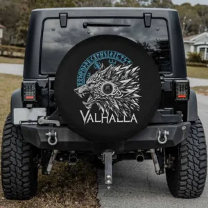 Walhalla wolf Odin's runes Nordic compass Viking spare tire cover with camera hole