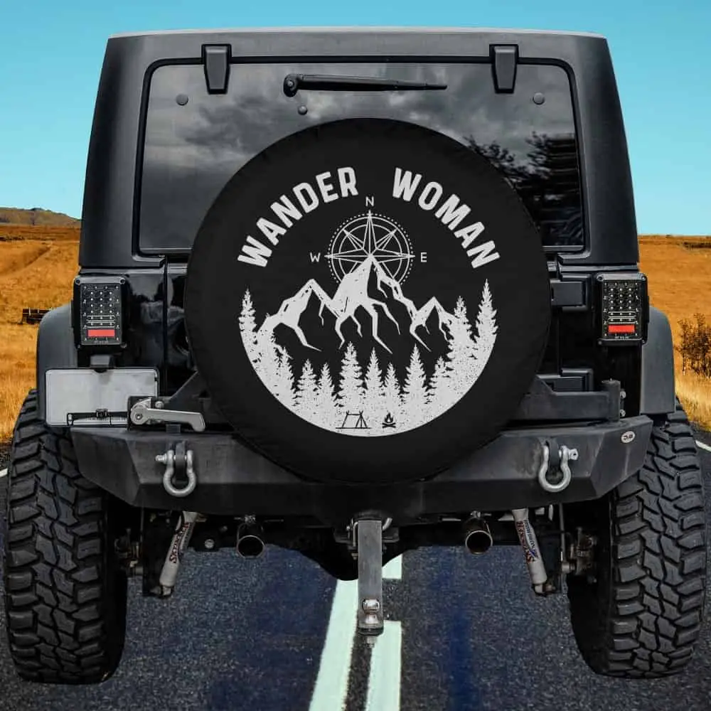 Compass Mountain Pine Forest Wander Woman Spare Tire Cover No Camera Hole