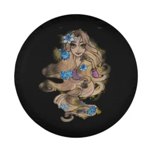 Disney Tangled watercolor Rapunzel portrait with blue flowers design only