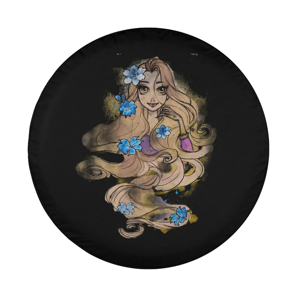 Disney Tangled watercolor Rapunzel portrait with blue flowers design only