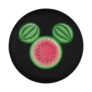 Cartoon watermelon ears Mickey Mouse Disney design on black spare tire cover