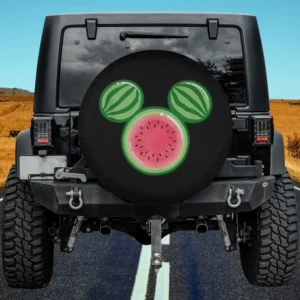 Watermelon ears Mickey Mouse Disney spare tire cover with bold cartoon design for Jeep, SUV, or RV
