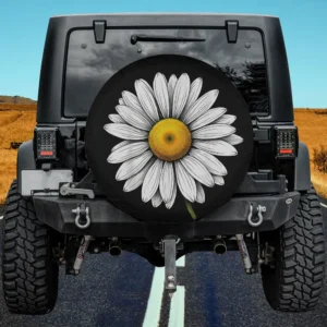 White daisy yellow center floral boho spare tire cover with no camera hole for Mercedes G-Wagon
