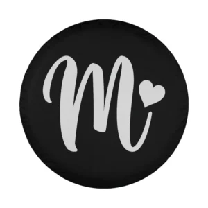 white letter m monogram heart minimalist graphic design for spare tire cover