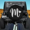 white letter m monogram heart graphic spare tire cover on Mercedes G-Wagon without camera hole
