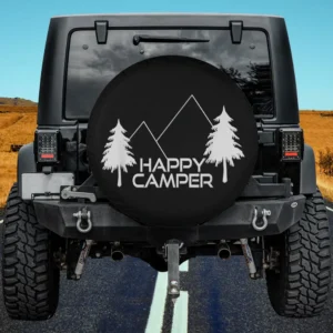 White pine trees mountain happy camper spare tire cover no camera hole for Jeep RV SUV