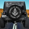 Chamber of Reflection Skull Masonic Compass Widows Sons Spare Tire Cover No Camera Hole