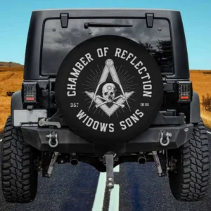Chamber of Reflection Skull Masonic Compass Widows Sons Spare Tire Cover No Camera Hole