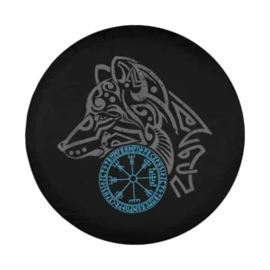 Wolf head Odin runes Nordic compass Viking design for Mercedes G-Wagon spare tire cover
