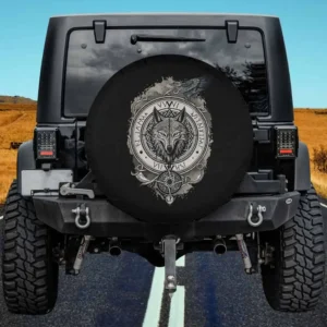 Wolf of Odin raven Nordic compass Viking spare tire cover on Mercedes G-Wagon