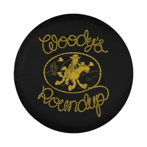Woody rope lettering cowboy horse Toy Story spare tire cover design closeup