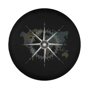 World map compass nautical sailor sailing design for spare tire cover
